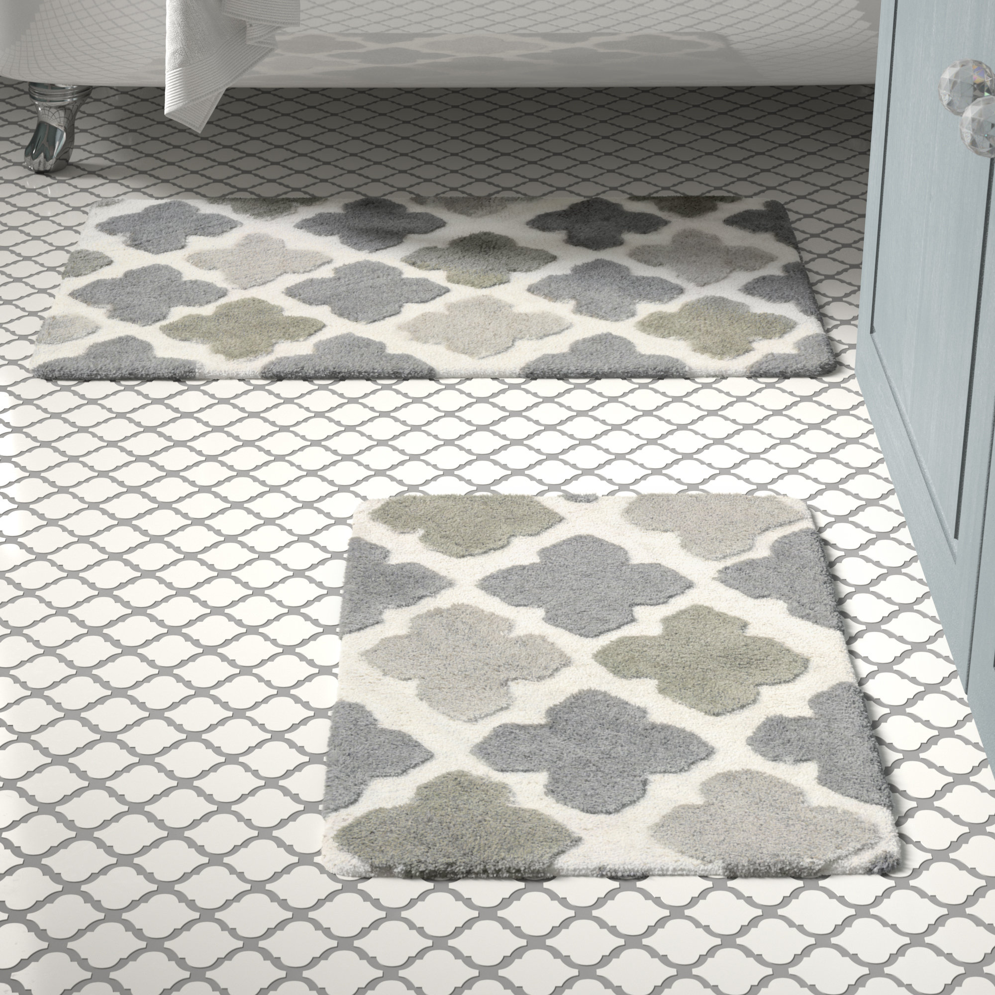 Gilberto Moroccan Tile Bath Rug Set Reviews Birch Lane