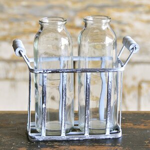 3 Piece Antiqued Basket Table Vase Set