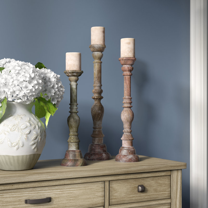 3 Piece Wood Candlestick Set & Reviews Birch Lane