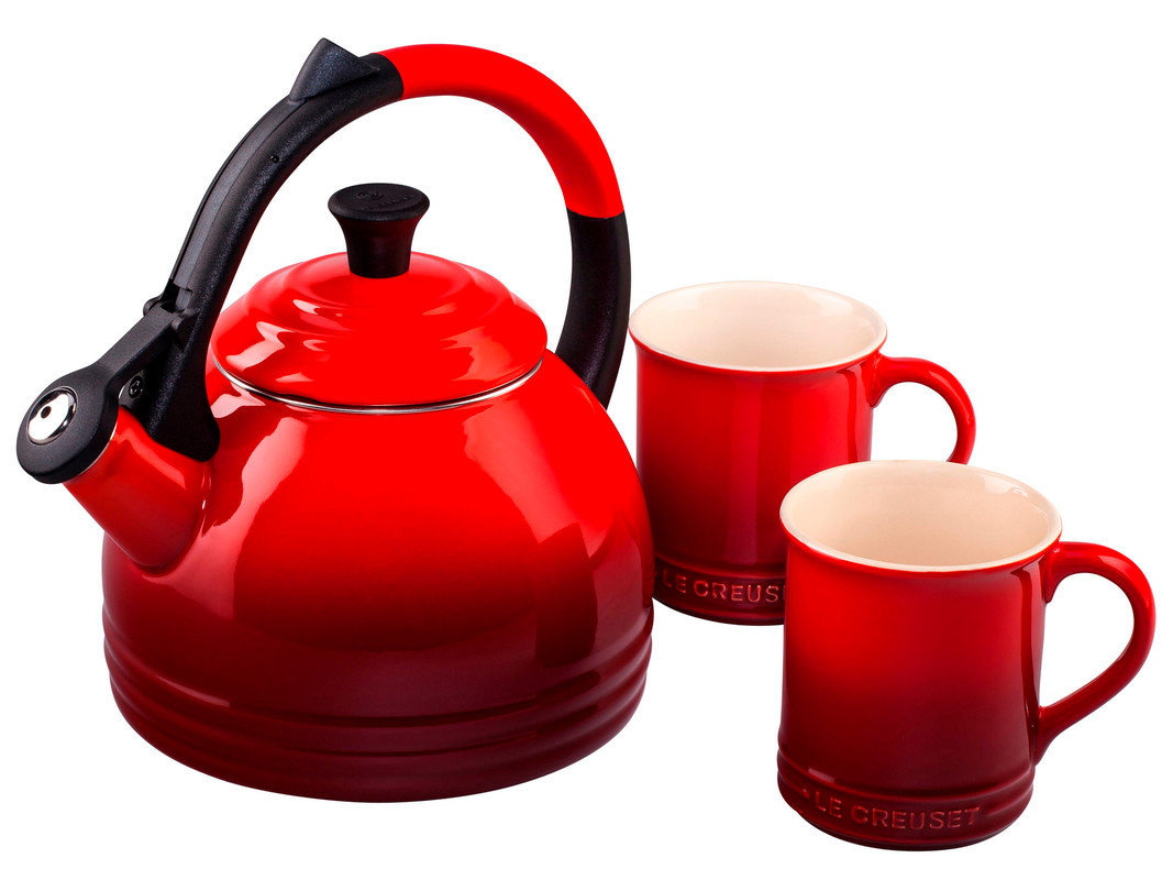 Le Creuset Enamel On Steel 3 Piece 1.7 Qt. Peruh Tea Kettle & Mug Set