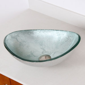 Hand Painted Foil Boat Shaped Oval Vessel Bathroom Sink