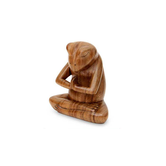 Asana Pose Yoga Frog Carved Wood Figurine Asana Pose Yoga Frog Carved Wood Figurine