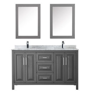 12 Inch Deep Wall Cabinet Wayfair Daria 60 Double Bathroom Vanity Set With Medicine Cabinet