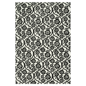 Venice Beach Hand Hooked Black/Ivory Indoor/Outdoor Area Rug