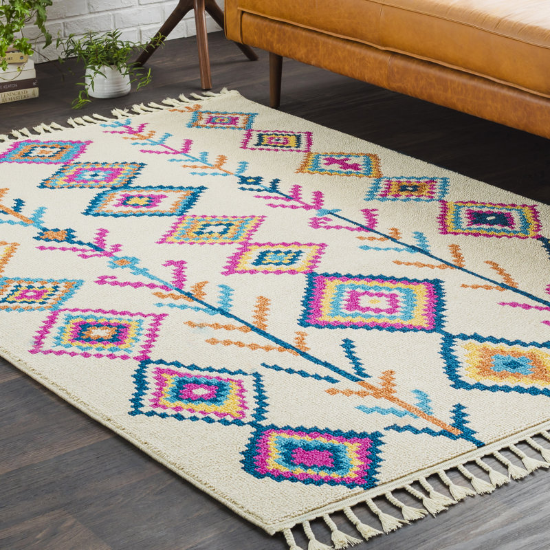 Denya Boho Moroccan Tassel Beige/Pink Area Rug & Reviews AllModern