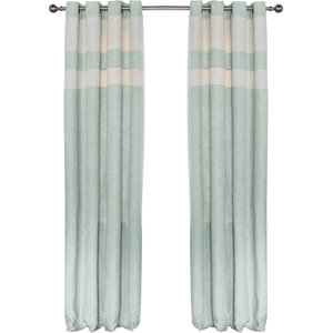 Heavyweight Striped Semi-Sheer Grommet Curtain Panels (Set of 2)