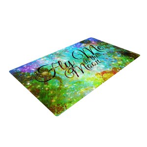 Ebi Emporium Fly Me to the Moon Green/Blue Area Rug