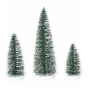 3 Piece Snowy Bottle Brush Pine Christmas Tree Set