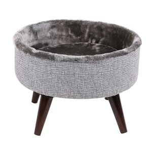 Round Cat Bed with Wood Leg