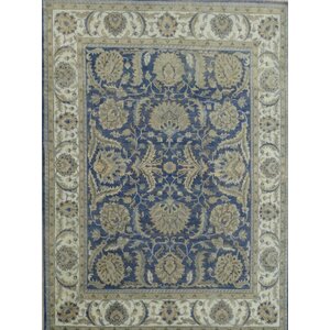 Ottoman Hand-Knotted Blue/Beige Area Rug