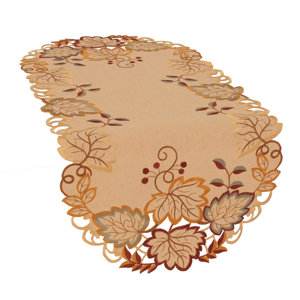 Harvest Verdure Embroidered Cutwork Fall Table Runner