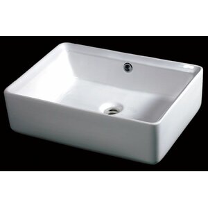 Ceramic Rectangular Vessel Bathroom Sink with Overflow