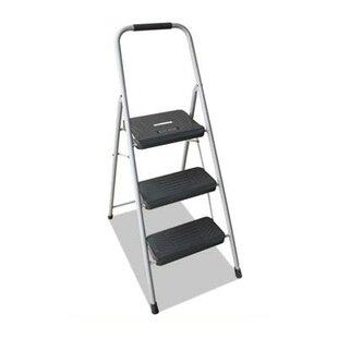 View 3 Step Steel Folding Step Stool with 200 Lb Load