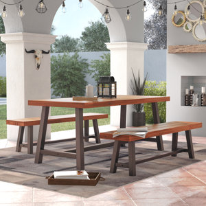 Bartlesville Rustic Metal 3 Piece Dining Set