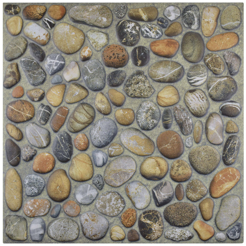 Elitetile Porcelana 12 13 X Porcelain Pebble Tile In Brown Porcelana 12 13 X Porcelain Pebble Tile