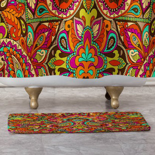 Burnt Orange Bathroom Rugs Wayfair Paisley Orange Bath Rug