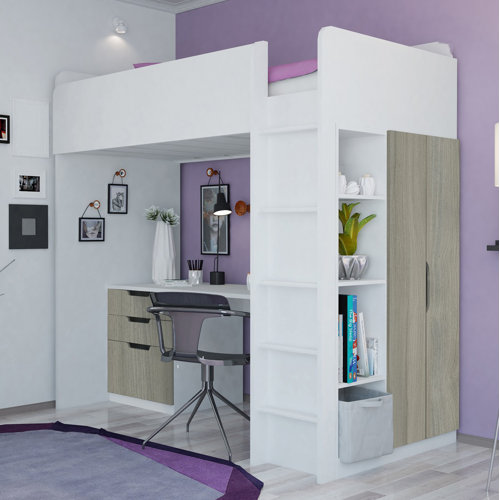HOCHBETT MIT REGAL UND SCHREIBTISCH von POLINI KIDS