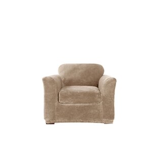 Stretch Plush Box Cushion Armchair Slipcover (Set of 2)