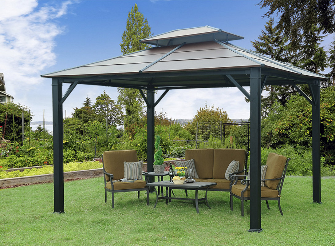 Sunjoy Rolla 10 Ft W X 12 D Metal Patio Gazebo Reviews Rolla 10 Ft W X 12 D Metal Patio Gazebo