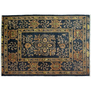 One-of-a-Kind Kaitag Hand-Knotted Black Area Rug