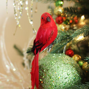 long tailed clip on bird christmas ornament accessory with glitter accent set of 2 - Bird Ornaments For Christmas Tree long tailed clip on bird christmas ornament accessory with glitter accent set of 2 - Bird Ornaments For Christmas Tree