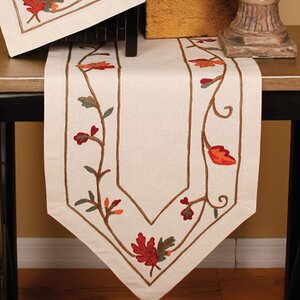 Harvest Vine Crewel Embroidered Harvest Table Runner