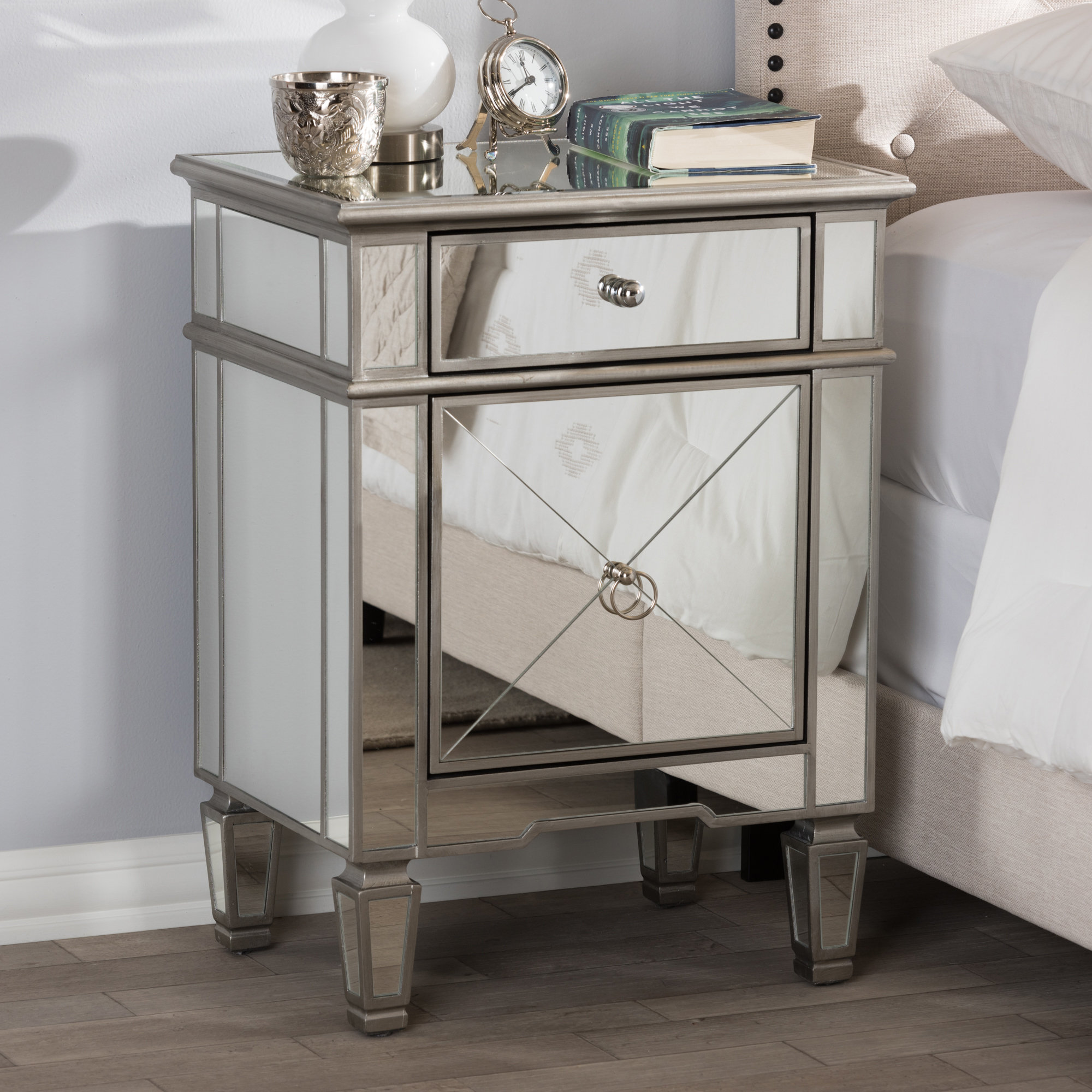 House Of Hampton Beglin Hollywood Regency Mirrored 1 Drawer House Of Hampton Beglin Hollywood Regency Mirrored 1 Drawer Nightstand Reviews Wayfair