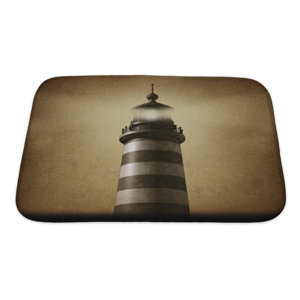 Marine Lighthouse on Old Grunge Vintage Bath Rug