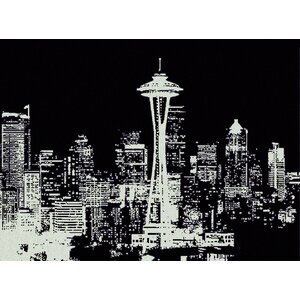 Novelty Cityscape Black/White Area Rug