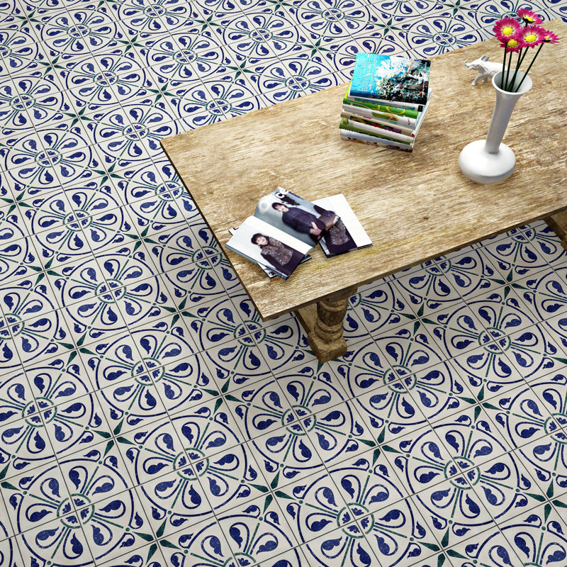 Ceramic Floor Tile White And Blue Images