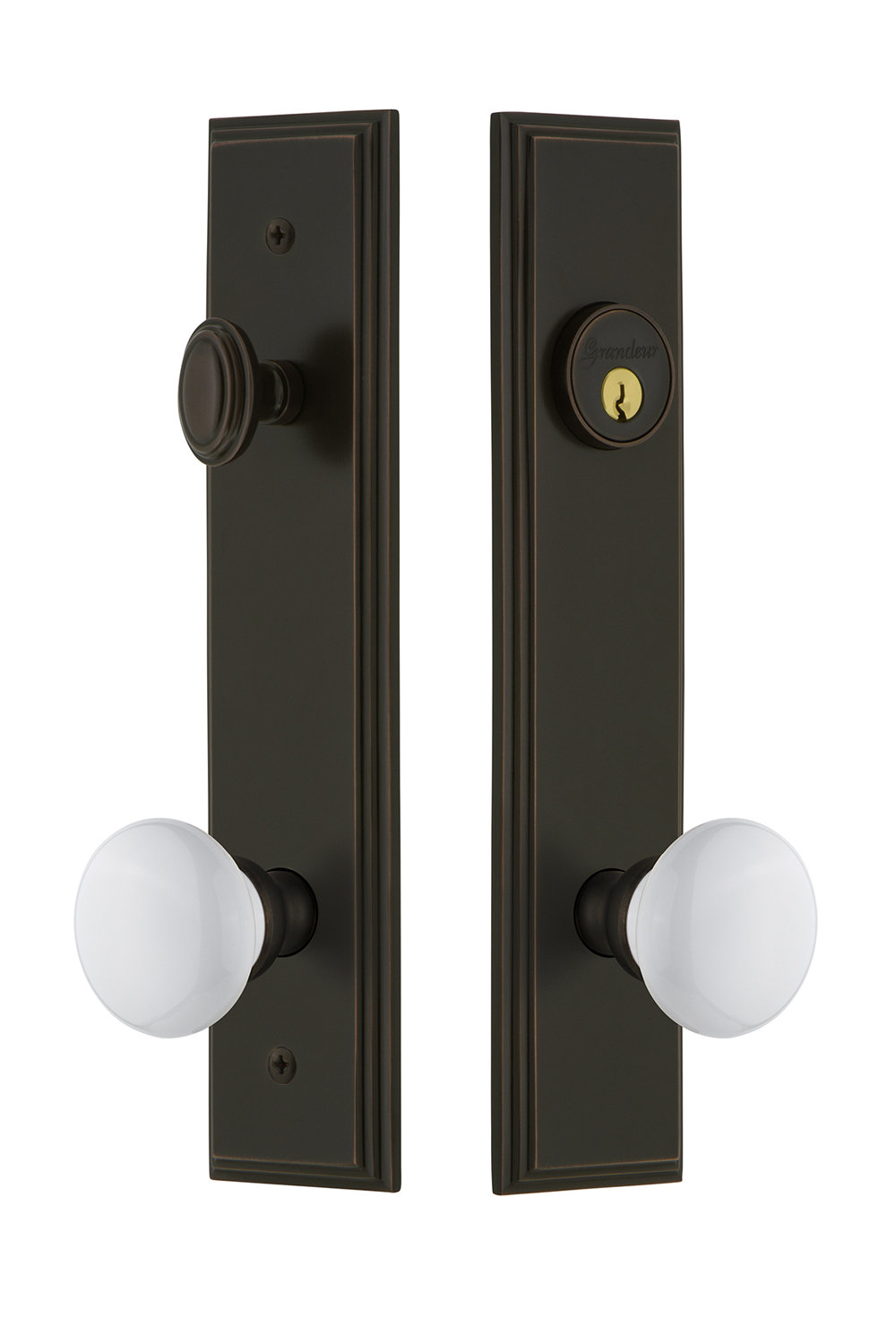 2.375 Grandeur Parthenon Plate with Hyde Park Knob Polished Nickel Passage