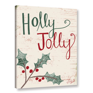 Holly Jolly II Textual Art on Wrapped Canvas