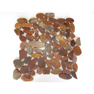 Pebble Tile You Ll Love Wayfair Flat River Rock Random Sized Natural Stone Mosaic Tile In Red