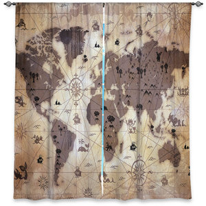 Caila Angelina Vick's Window Whimsical World Map I Room Darkening Curtain Panels (Set of 2)