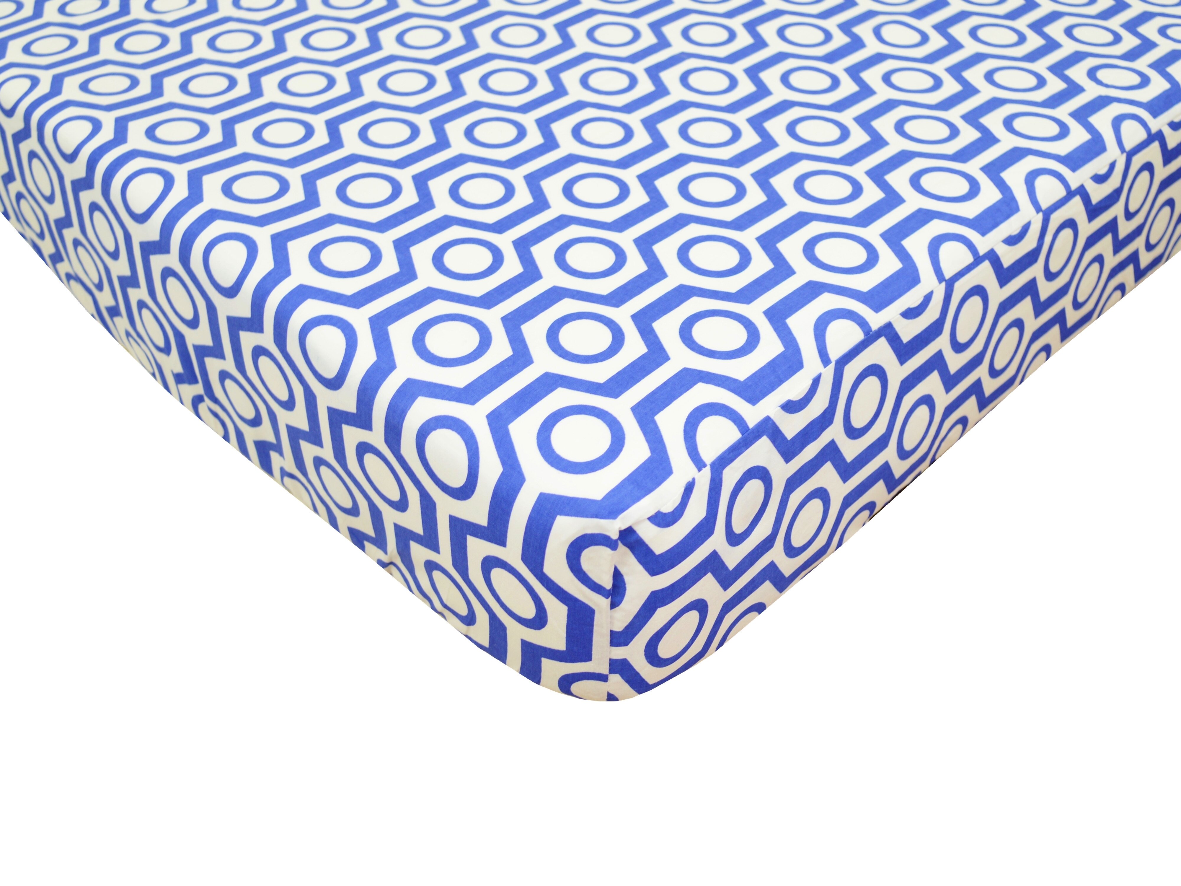 American Baby Company Percale 100 Cotton Royal Hexagon Fitted