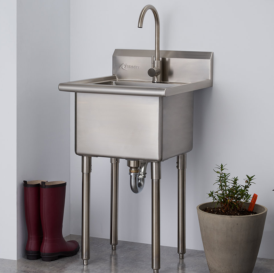 Trinity 21 5 X 24 Free Standing Laundry Sink With Faucet Reviews Tha 0303 21 5 X 24 Free Standing Laundry Sink With Faucet