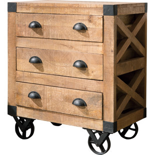 Wood Cabinet On Wheels Wayfair Thaney 3 Drawer Accent Chest