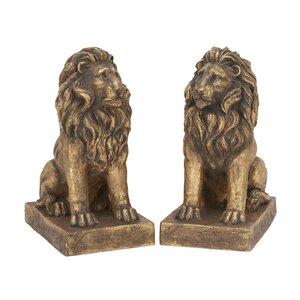 Polystone Lion 2 Piece Statue Set