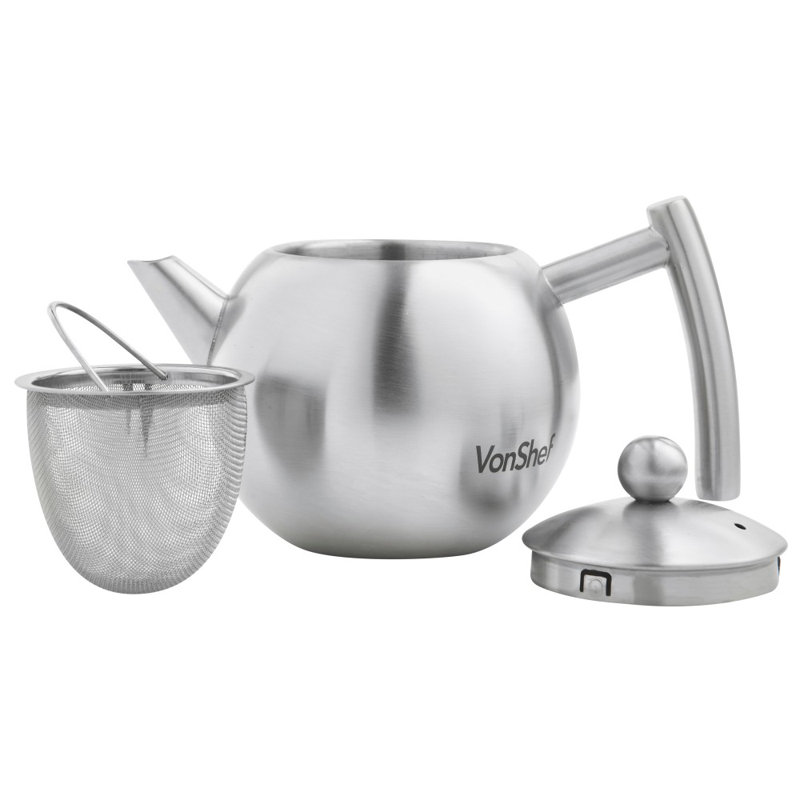 Vonshef 1 5 Qt Stainless Steel Tea Pot With Infuser Reviews Stainless Steel Tea Pot With Infuser Reviews Wayfair Ca