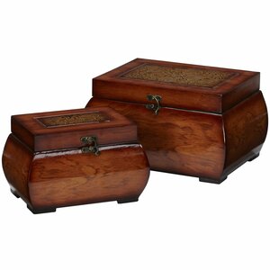 Glass Decorative Lacquered Wood Chests (Set of 2)