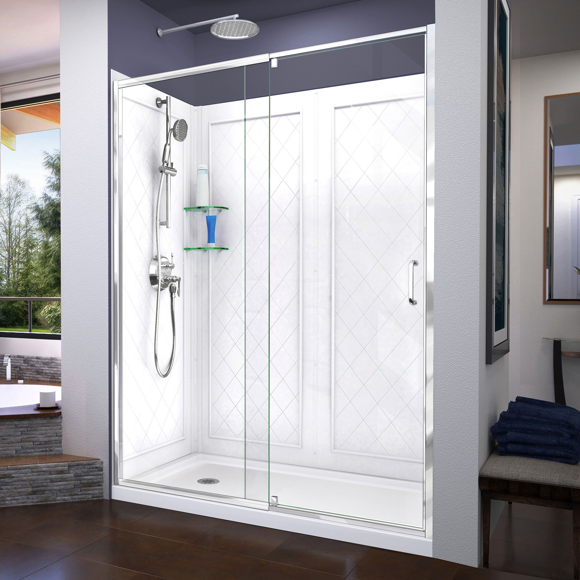 Dreamline Flex 60 X 76 75 Pivot Semi Frameless Shower Door Wayfair