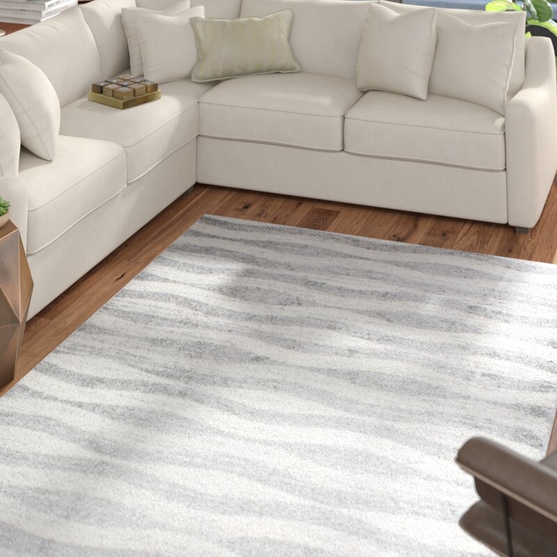 Mercury Row Lada Abstract Waves Gray/White Area Rug & Reviews Wayfair