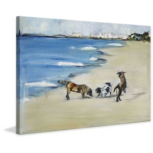'Dogsu0092 Play' Painting Print on Wrapped Canvas