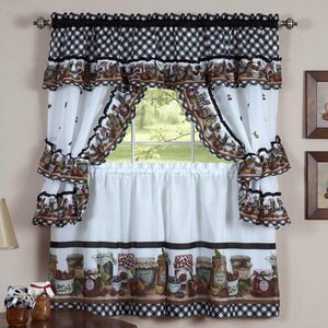 Cadel Traditional Elegance Mason Jars Cottage 5 Piece Kitchen Curtain Set