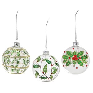 Holly Berry Ball Ornament (Set of 3)