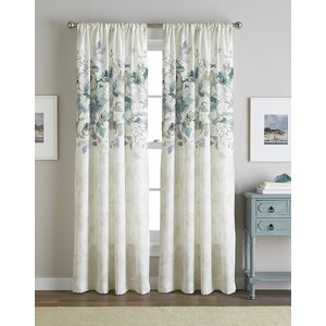 Regan Floral Bloom Sheer Rod Pocket Single Curtain Panel