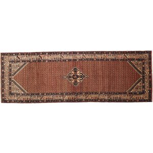 One-of-a-Kind Hamadan Hand-Knotted Brown Area Rug