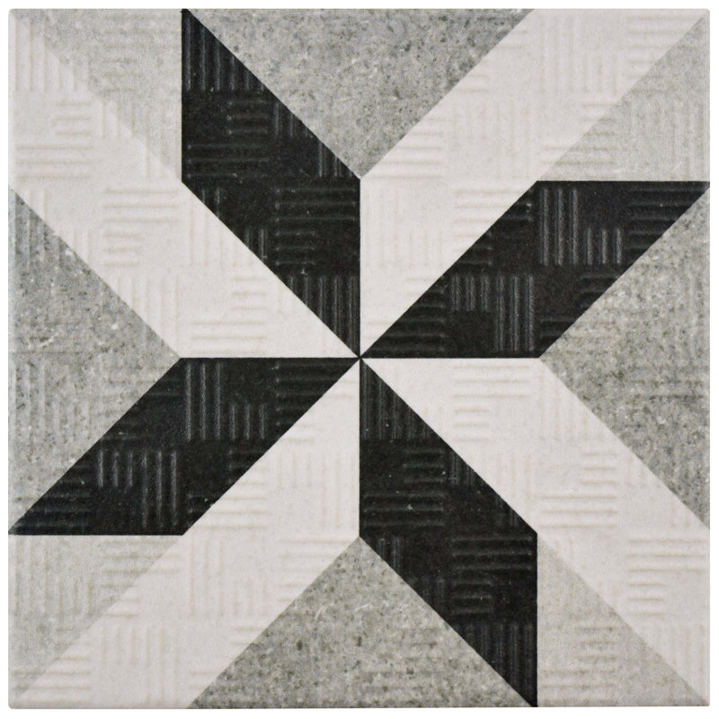 Elitetile Region 6 X Porcelain Field Tile In Light Gray Black Region 6 X Porcelain Field Tile In Light