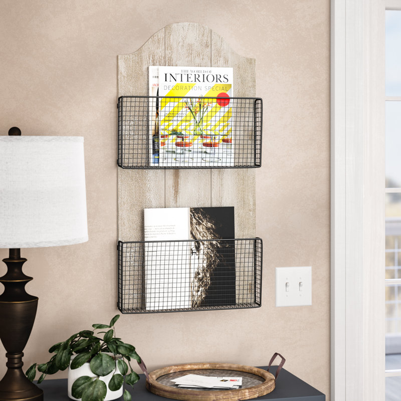 Breakwater Bay Mcgrane 16 X 32 3 Wood Metal Wire Wall Basket Mcgrane 16 X 32 3 Wood Metal Wire Wall Basket