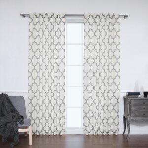 Moroccan Geometric Sheer Rod Pocket Curtain Panels (Set of 2)